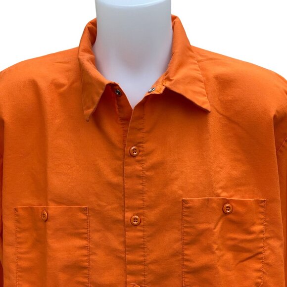 3 Red Kap Mens XXL Long Sleeve Orange Work Shirt Cotton Dual Chest Pockets - Picture 2 of 13